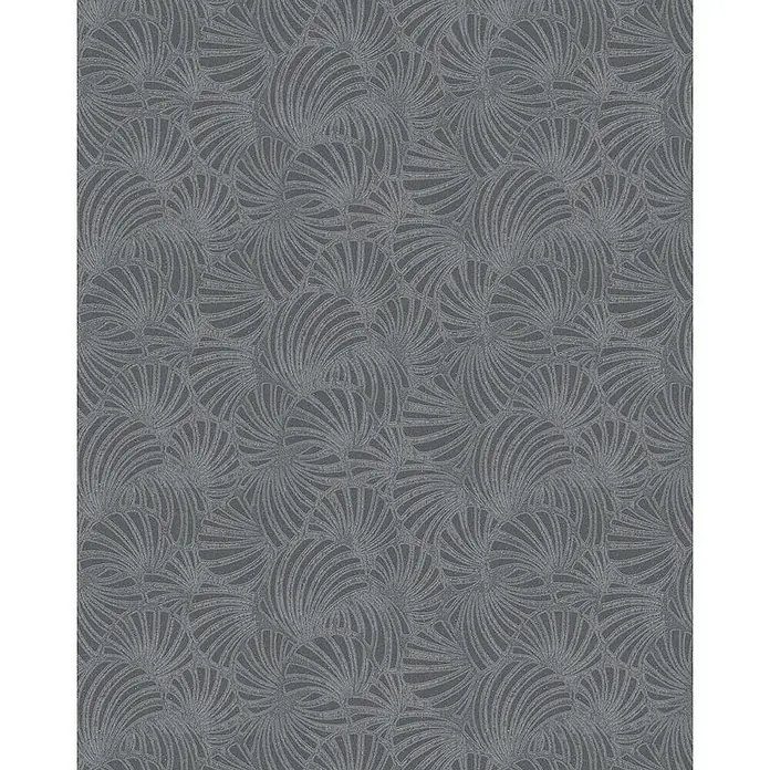 Marburg Nabucco Vliestapete Muscheloptik - Schwarz, Grafisch, 10,05 x 0,53 m - Graue Tapete mit Art-Deco-Muster. Elegantes Wanddesign mit stilisierten Fächerformen für ein raffiniertes Raumambiente.