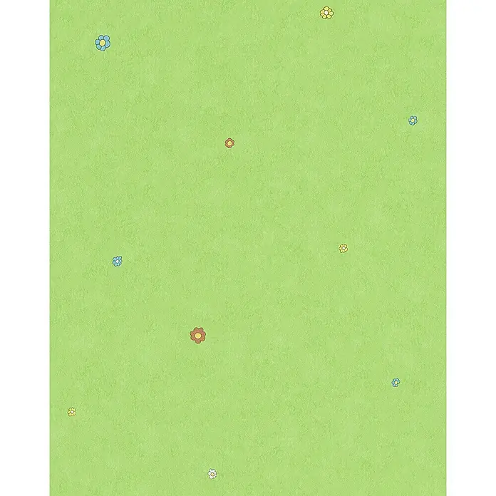 Marburg Jonas Kötz Vliestapete Illustration - Grün, Grafisch, 10,05 x 0,53 m - Eine grüne Tapete mit einem unregelmäßigen Blumenmuster sorgt für eine frische und frühlingshafte Atmosphäre im Raum.