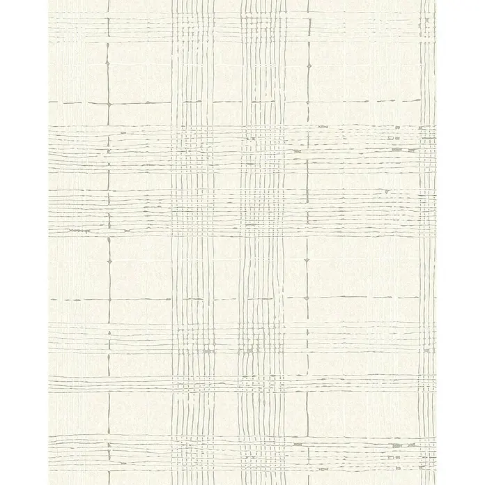 Marburg Casual Vliestapete Karrierte Linien - Beige, Streifen, 10,05 x 0,53 m - Ein beiger Stoff mit einem unregelmäßigen Karo-Muster, das eine gemütliche und handgefertigte Atmosphäre schafft. Ideal für Wohntextilien und Dekorationen.