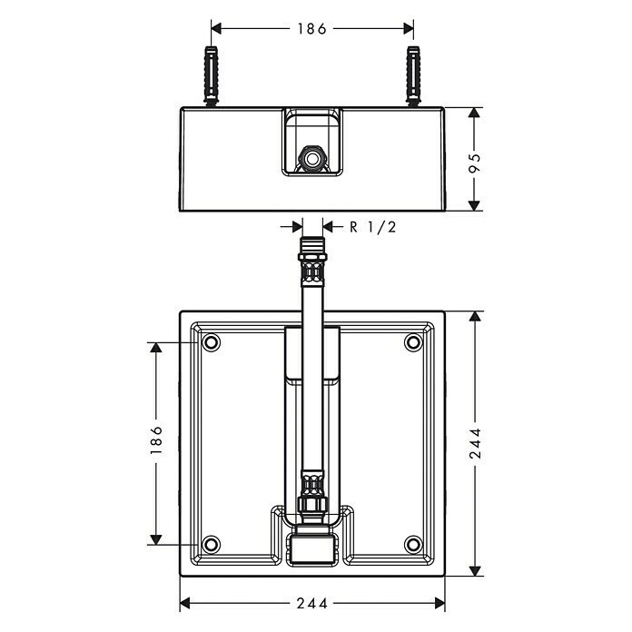 Hansgrohe Grundkörper Raindance Air (24,4 x 24,4 cm)