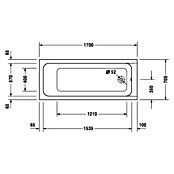 Duravit D-Code Badewanne (170 x 70 cm, Ablauf: Fußende, Sanitäracryl, Weiß)