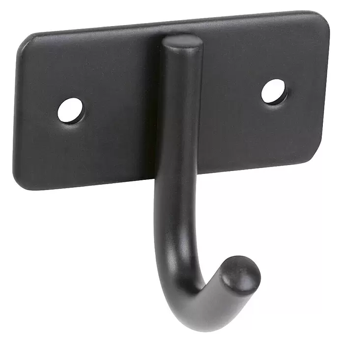 Walteco Garderobenhaken - L x B x H: 53 x 60 x 44 mm, Anzahl Haken: 1 Stk., Mattschwarz - Matter schwarzer Metall-Wandhaken mit rechteckiger Montageplatte und zwei Schraubenlöchern.