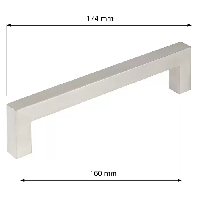 Walteco Möbelgriff Tina - Lochabstand: 160 mm, Stahl rostfrei, Edelstahl-Optik - Moderner Möbelgriff aus gebürstetem Metall, rechteckiges Design.