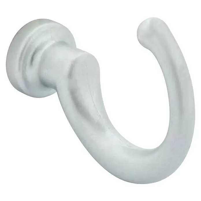 Walteco Garderobenhaken Brent - Ø x L: 15 x 33 mm, Breite: 43 mm, Anzahl Haken: 1 Stk., Verchromt matt - Weißer gebogener Wandhaken.