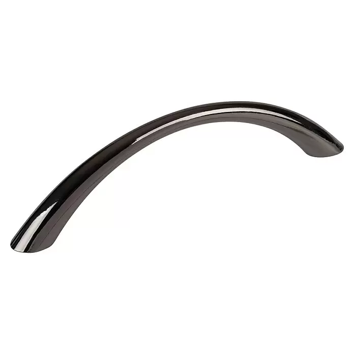 Walteco Möbelgriff Gitka - Lochabstand: 96 mm, Sonstige, Vernickelt Schwarz poliert - Gebogener, glänzender dunkler Metallgriff, geeignet für Schränke oder Schubladen.