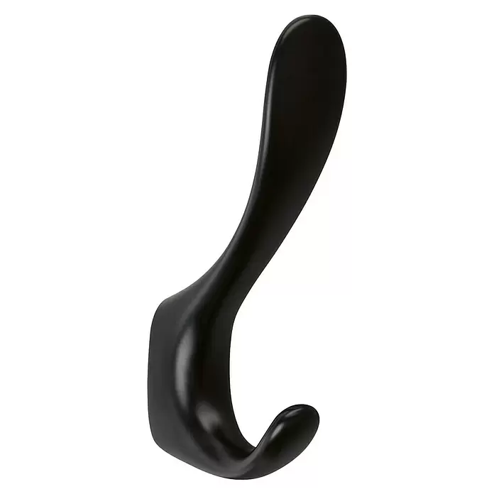 Walteco Garderobenhaken Maxial - L x B x H: 123 x 23 x 58 mm, Anzahl Haken: 2 Stk., Schwarz - Schlanker schwarzer Garderobenhaken mit geschwungenem, fließendem Design zum Aufhängen von Kleidungsstücken.