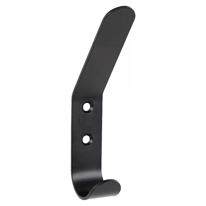 Walteco Garderobenhaken A2 - L x B x H: 119 x 20,2 x 45 mm, Anzahl Haken: 2 Stk., Schwarz - Schwarzer Metall-Kleiderhaken mit zwei Befestigungslöchern.