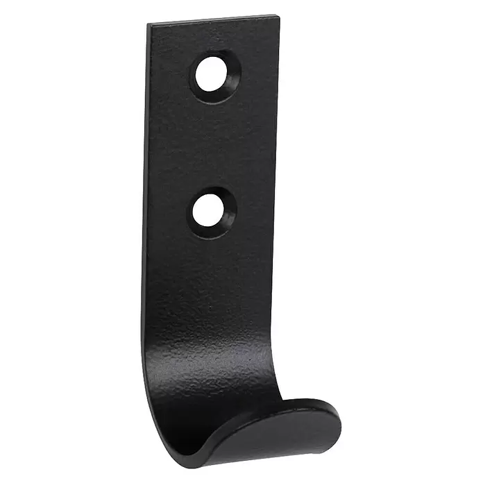 Walteco Garderobenhaken A1 - L x B x H: 60 x 20,2 x 30,5 mm, Anzahl Haken: 1 Stk., Schwarz - Schwarzer, texturierter Metallwandhaken mit zwei Schraubenlöchern.