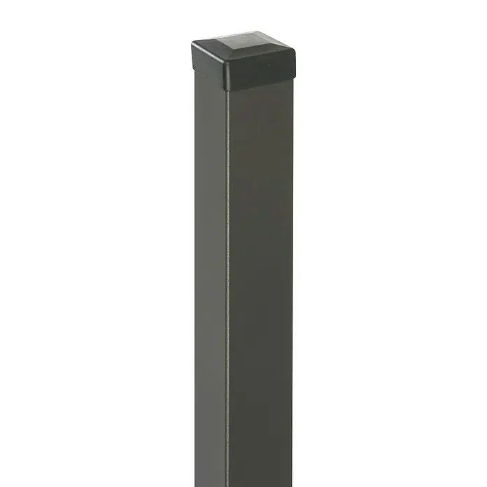 Polbram Zaunpfosten - L x B x H: 7 x 7 x 180 cm, Anthrazit, Stahl, Glatt - Schwarze Zaunpfostenkappe für quadratische Pfosten. Elegantes Zubehör für langlebige und stilvolle Zäune, verbessert das Erscheinungsbild und schützt die Pfosten.