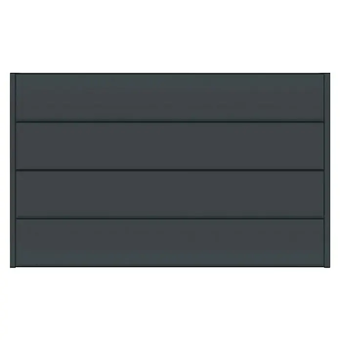 Polbram Theo Zaunelement - L x B x H: 200 x 3 x 120 cm, Stahl, Anthrazit - Abbildung eines modernen Garagentors mit horizontaler Paneelstruktur in elegantem Anthrazit. Perfekt für stilvolle und zeitgemäße Hausfassaden.