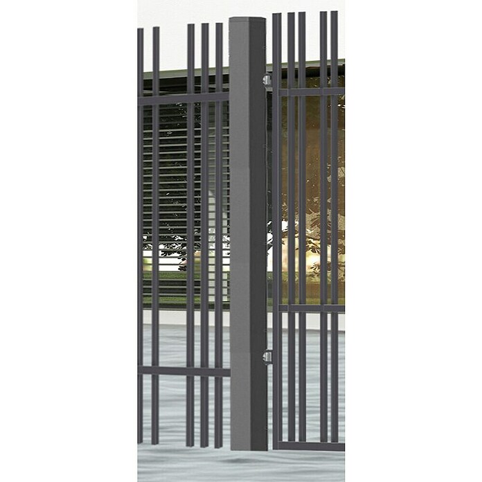 Polbram Zaunpfosten (L x B x H: 7 x 7 x 180 cm, Anthrazit, Stahl, Mit Nietkappe) | BAUHAUS