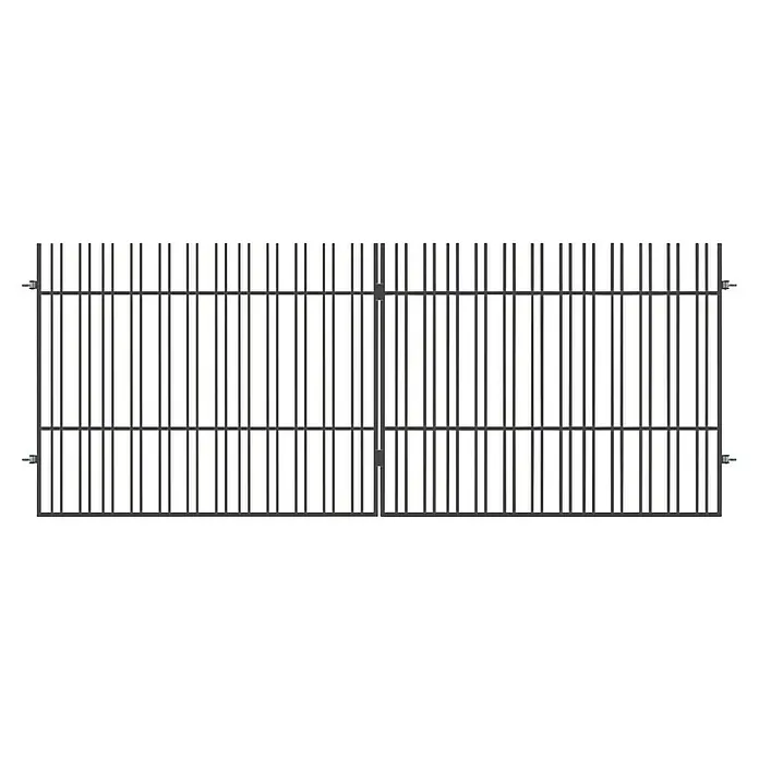 Polbram Grace Gartentor - L x B x H: 300 x 4 x 120 cm, Anthrazit, Stahl, Doppeltor, Türanschlag beidseitig - Abbildung eines grauen Metalltors mit vertikalen Stäben und zwei horizontalen Verstrebungen für erhöhte Sicherheit und Stabilität.