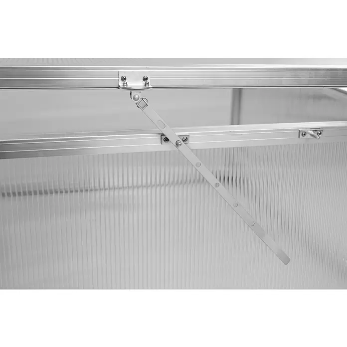 KGT Frühbeet 100 - Kunststoff, Silber, L x B x H: 103 x 91 x 46 cm - Metall-Gewächshauslüfteröffner, der ein gewelltes Panel zur Belüftung offen hält.