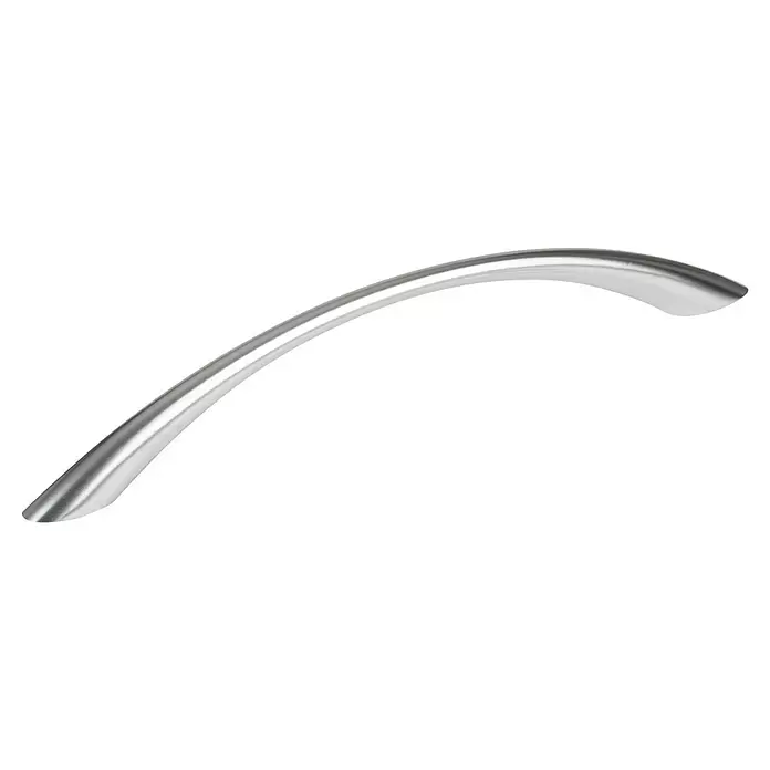 Walteco Möbelgriff Gitka - Lochabstand: 128 mm, Sonstige, Verchromt matt - Gebogener, silberfarbener Metallschrankgriff.