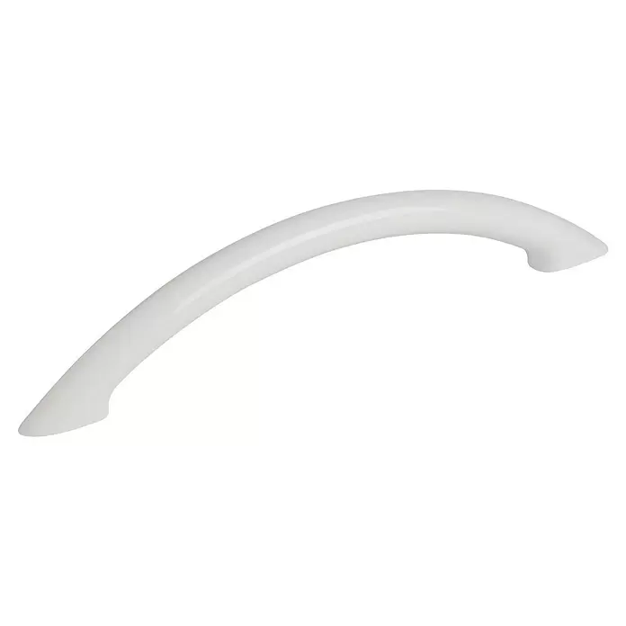 Walteco Möbelgriff Beta - Lochabstand: 128 mm, Kunststoff, Weiß - Glänzender weißer, gebogener Griff für Möbel, Schränke oder Schubladen.