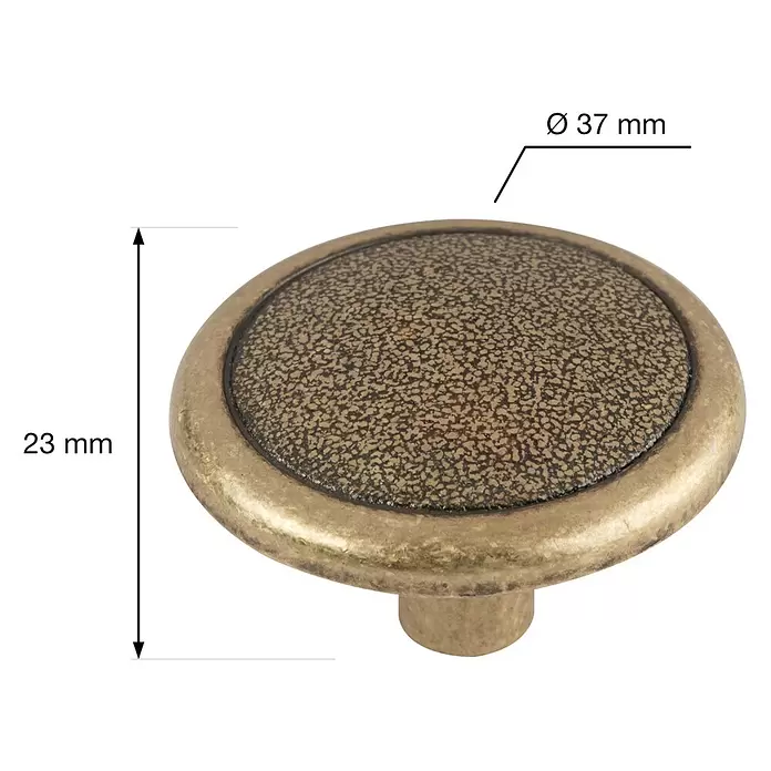 Walteco Möbelknopf Revis - Durchmesser: 37 mm, Sonstige, Brüniert - Möbelknopf aus Antikmessing mit strukturierter Einlage, Ø 37mm, Höhe 23mm.