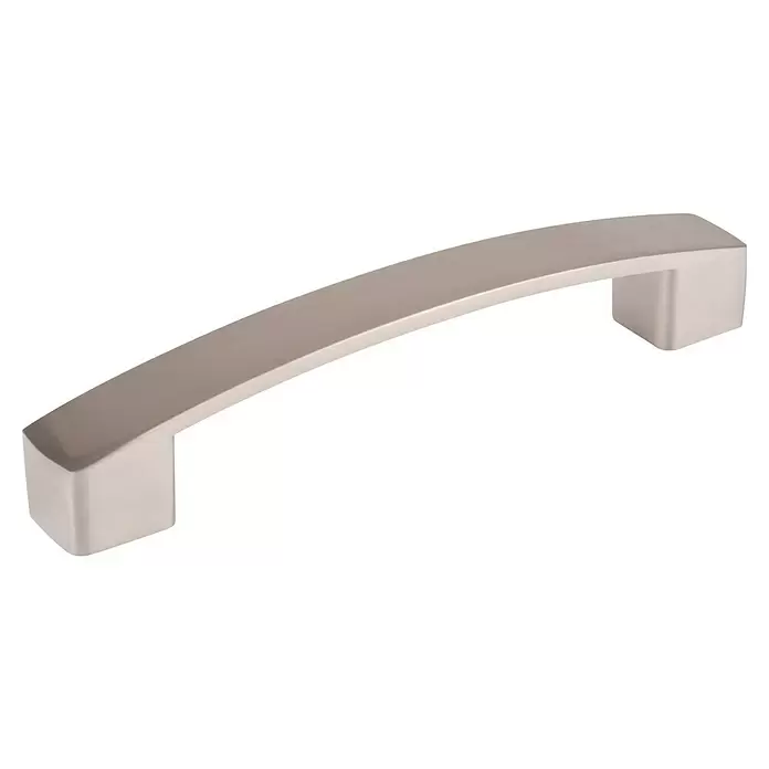 Walteco Möbelgriff Anzio - Lochabstand: 128 mm, Aluminium, Vernickelt matt - Schlanker, gebogener Schrankgriff aus gebürstetem Nickel im modernen Design.