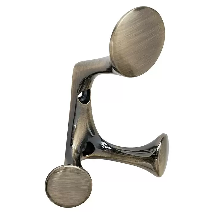 Walteco Garderobenhaken Ligos - L x B x H: 156 x 58 x 73 mm, Anzahl Haken: 3 Stk., Bronze - Geschwungene Halterung aus antikem Messing mit zwei runden Befestigungspunkten.