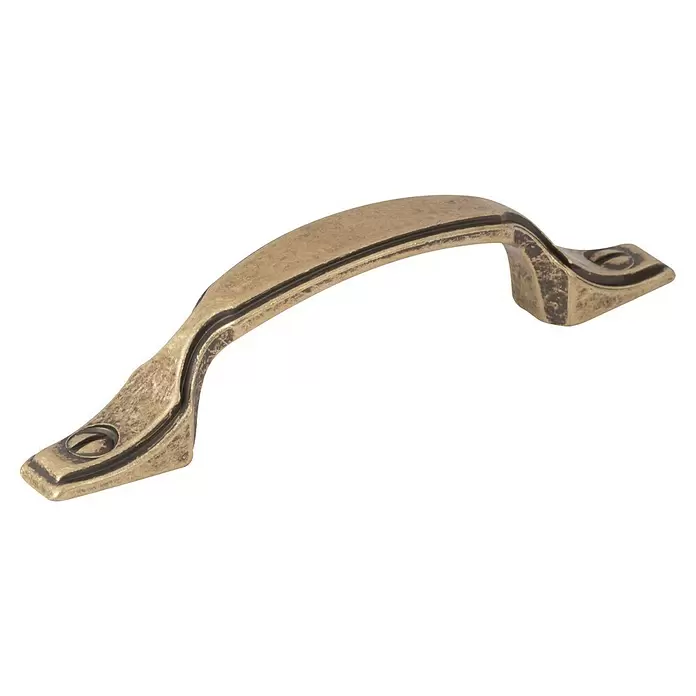 Walteco Möbelgriff Rustica - Lochabstand: 64 mm, Sonstige, Brüniert - Antiker Messing-Möbelgriff mit Zierrillen und sichtbaren Befestigungsschrauben.
