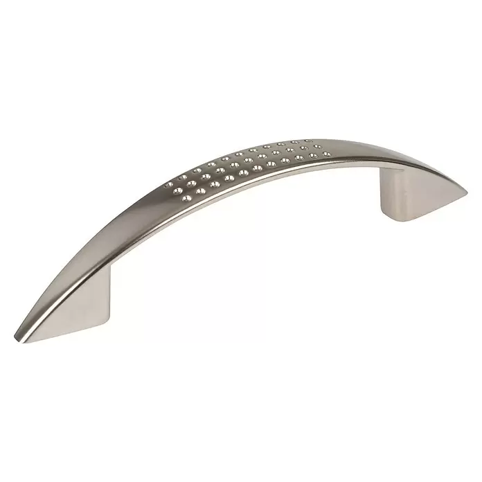 Walteco Möbelgriff Jamo - Lochabstand: 96 mm, Sonstige, Vernickelt matt - Gebogener silberner Möbelgriff mit gepunkteter Oberfläche.