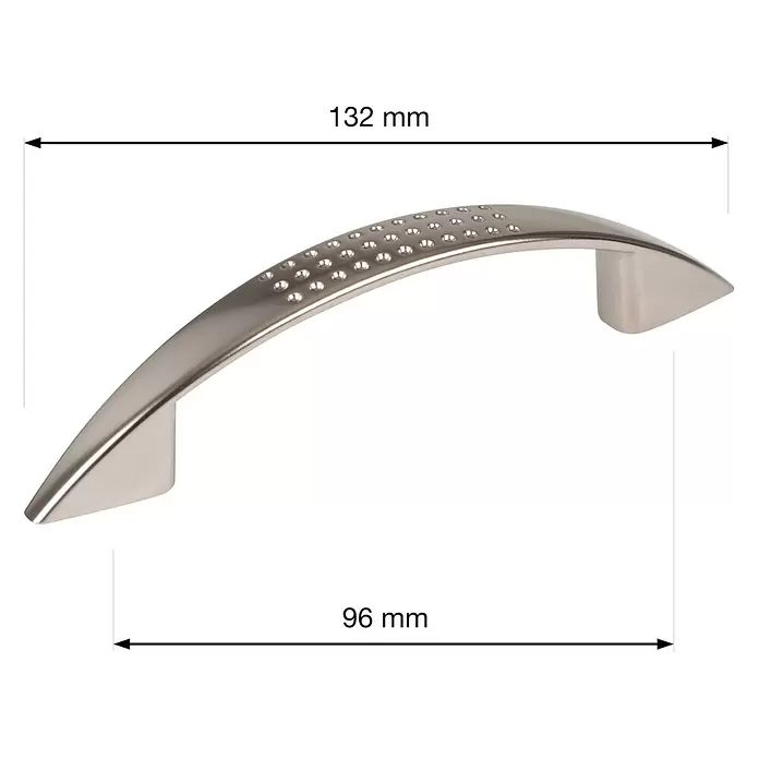 Walteco Möbelgriff Jamo - Lochabstand: 96 mm, Sonstige, Vernickelt matt - Satinierter Chrom-Möbelgriff mit strukturierter Oberfläche, 96mm Lochabstand.