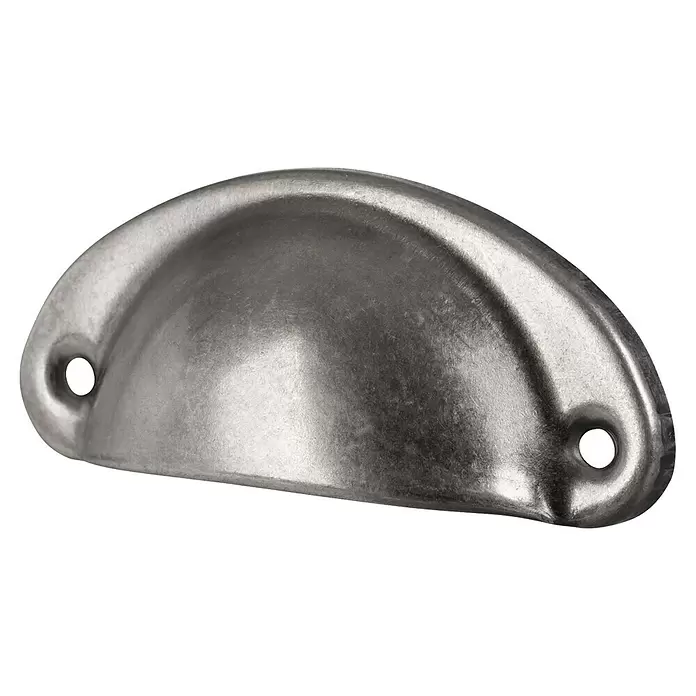 Walteco Möbelgriff Skive - Lochabstand: 66 mm, Sonstige, Zink - Silberfarbener Metall-Muschelgriff mit zwei Schraubenlöchern.