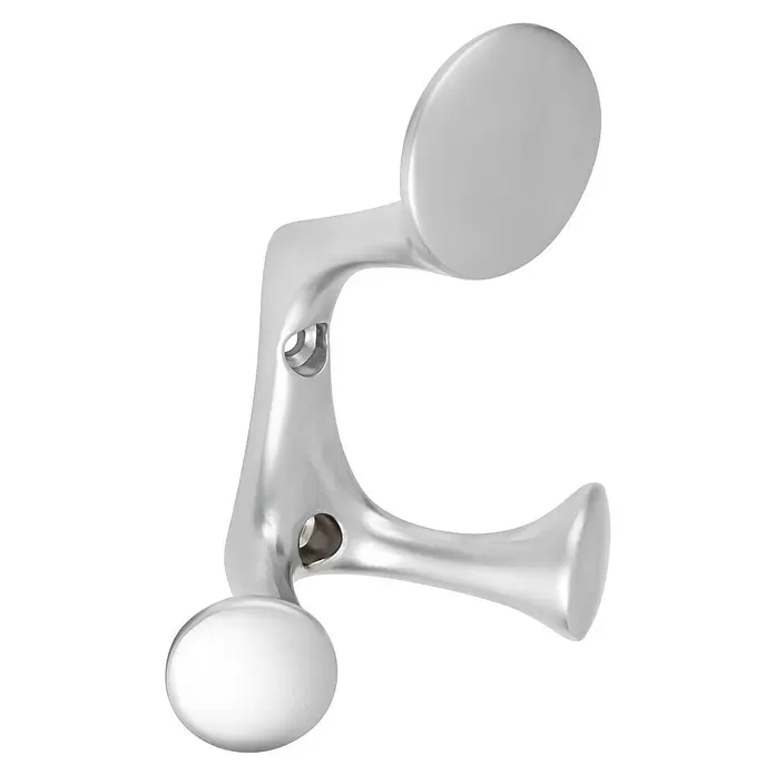 Walteco Garderobenhaken Ligos - L x B x H: 156 x 58 x 73 mm, Anzahl Haken: 3 Stk., Verchromt matt - Moderner silberfarbener Metallgriff mit abstraktem, geschwungenem Design.