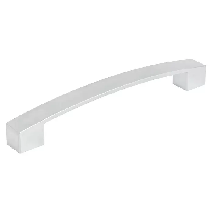 Walteco Möbelgriff Anzio - Lochabstand: 160 mm, Aluminium, Verchromt matt - Silberner, gebogener Möbelgriff mit rechteckigen Halterungen.