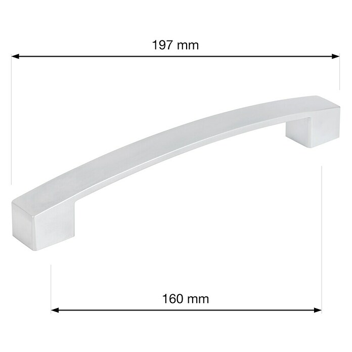 Walteco Ručka za namještaj Anzio  (Razmak provrta: 160 mm, Aluminij, Srebrna) | BAUHAUS