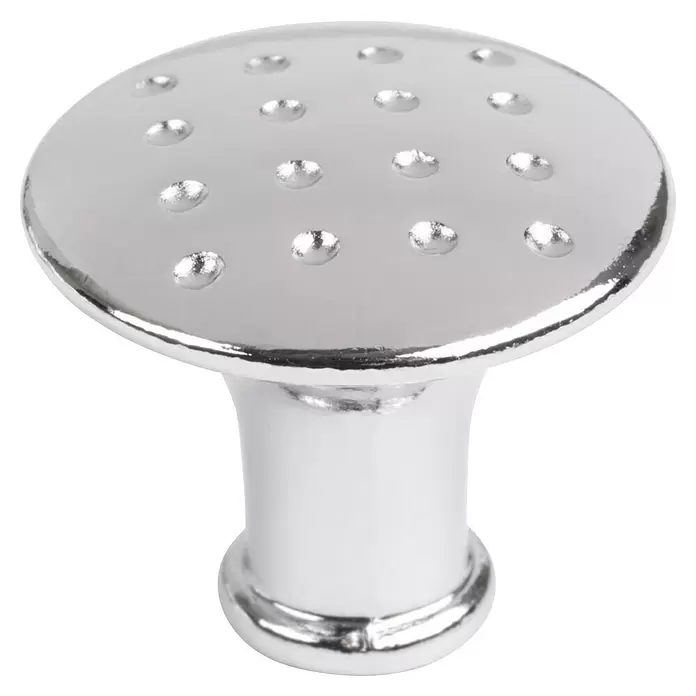 Walteco Möbelknopf Colo - Durchmesser: 25 mm, Sonstige, Verchromt - Verchromter Möbelknauf mit flacher, runder Oberseite mit erhabenen Punkten und zylindrischem Sockel.