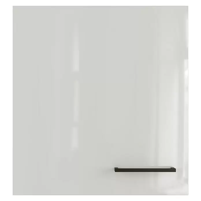 Flex-Well Lund Küchen-Hängeschrank - B x T x H: 50 x 32 x 54,8 cm, Lichtgrau - Dunkelbraunes schwebendes Regal.