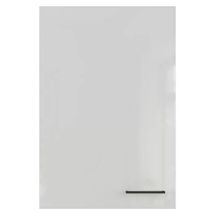 Flex-Well Lund Küchen-Hängeschrank - B x T x H: 60 x 32 x 54,8 cm, Lichtgrau - Dunkler rechteckiger Griff auf heller Platte montiert.