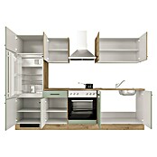 Flex-Well Cara Küchenzeile Typ 1 (Breite: 270 cm, Höhe: 200 cm, Grün/Eiche, Mit Elektrogeräten) | BAUHAUS