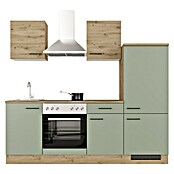 Flex-Well Cara Küchenzeile Typ 1 (Breite: 220 cm, Höhe: 200 cm, Grün/Eiche, Mit Elektrogeräten) | BAUHAUS