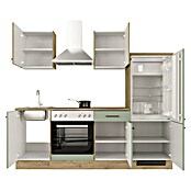 Flex-Well Cara Küchenzeile Typ 1 (Breite: 220 cm, Höhe: 200 cm, Grün/Eiche, Mit Elektrogeräten) | BAUHAUS