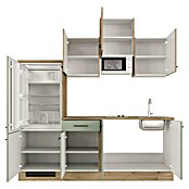 Flex-Well Cara Singleküche mit Mikrowelle (Breite: 210 cm, Grün/Eiche, Anti-Finger-Print Oberfläche) | BAUHAUS