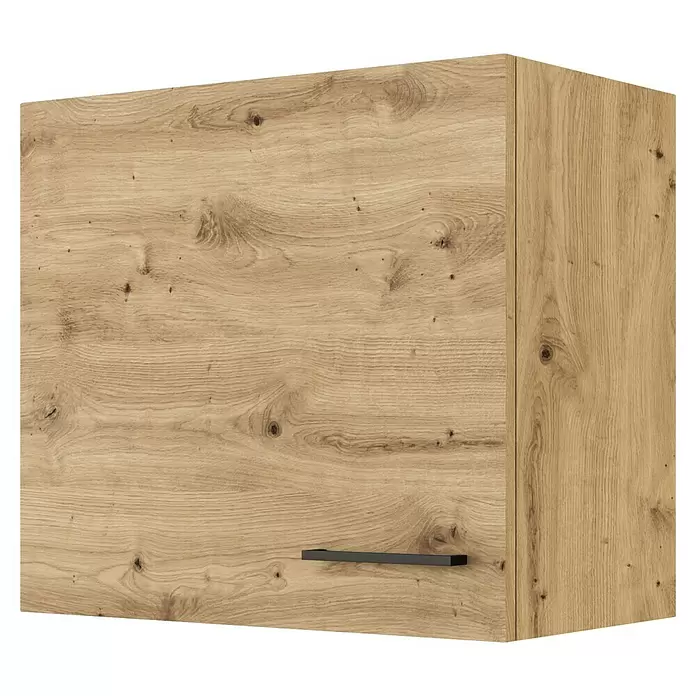Flex-Well Cara Küchen-Hängeschrank - B x T x H: 60 x 32 x 54,8 cm, Eiche - Heller Holz-Hängeschrank mit natürlicher Maserung und dunklem Griff.