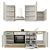Flex-Well Cara Küchenzeile Typ 1 (Breite: 220 cm, Höhe: 234 cm, Grün/Eiche, Mit Elektrogeräten) | BAUHAUS