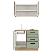 Flex-Well Cara Miniküche (Breite: 100 cm, Grün/Eiche, Anti-Finger-Print Oberfläche) | BAUHAUS