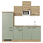 Flex-Well Cara Singleküche mit Mikrowelle (Breite: 210 cm, Grün/Eiche, Anti-Finger-Print Oberfläche) | BAUHAUS