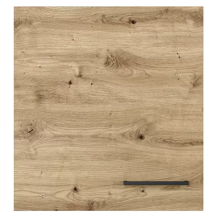 Flex-Well Cara Küchen-Hängeschrank - B x T x H: 50 x 32 x 54,8 cm, Eiche - Helle Holzschranktür mit natürlicher Maserung und Ästen, mit dunklem, minimalistischem Griff.