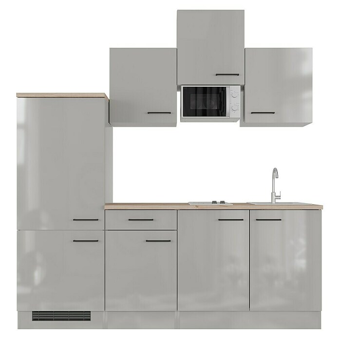 Flex-Well Lund Singleküche mit Mikrowelle (Breite: 210 cm, Lichtgrau, Mit Elektrogeräten) | BAUHAUS