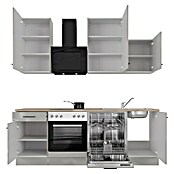Flex-Well Lund Küchenzeile Typ 2 (Breite: 220 cm, Höhe: 234 cm, Lichtgrau, Mit Elektrogeräten, Edelstahlspüle) | BAUHAUS