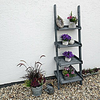 Promadino Blumentreppe Helma (58 x 46 x 177 cm, Kiefer, Grau)