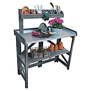 Promadino Pflanztisch Klappbar (97 x 45 x 128 cm, Holz, Grau)