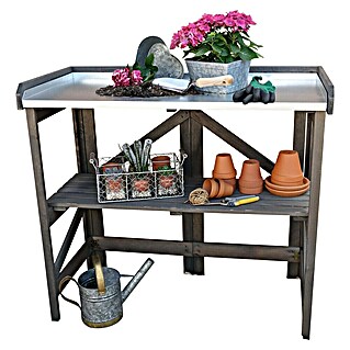 Promadino Pflanztisch Klappbar (97 x 45 x 88 cm, Holz, Grau)