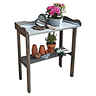 Promadino Pflanztisch (84 x 38 x 90 cm, Holz, Grau)