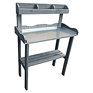 Promadino Pflanztisch (84 x 38 x 130 cm, Holz, Grau)