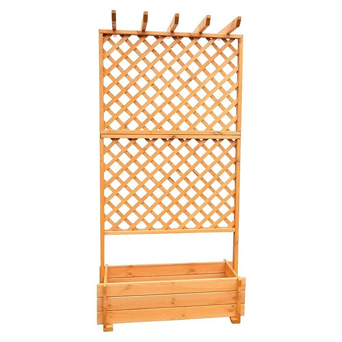 Promadino Pflanzkasten mit Pergola (Außenmaß (L x B x H): 200 x 64,5 x 102 cm, Holz, Honigbraun) | BAUHAUS