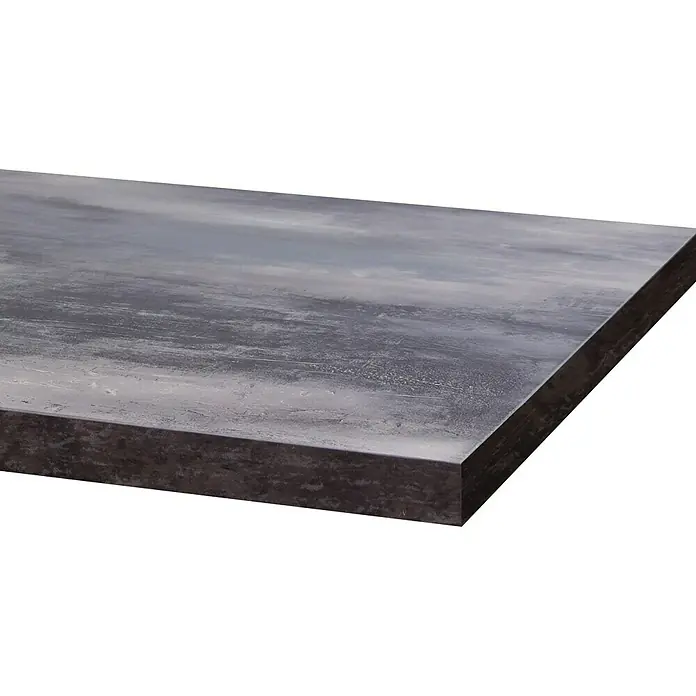 Flex-Well Lucca Singleküche - Breite: 150 cm, Weiß, Mit 2 Platten-Kochfeld, Mit Elektrogeräten - Nahaufnahme einer Küchenarbeitsplatte mit grauer Betonoptik, die die Textur und das Material hervorhebt.